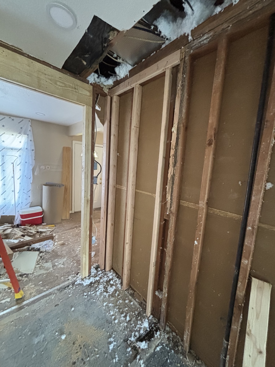Wall framing prepared for drywall
