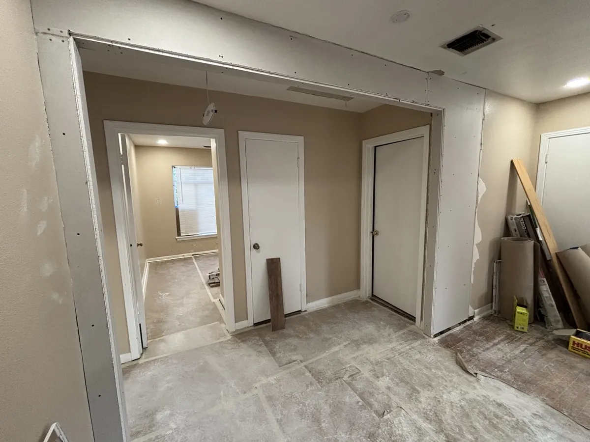 Hallway before drywall finishing