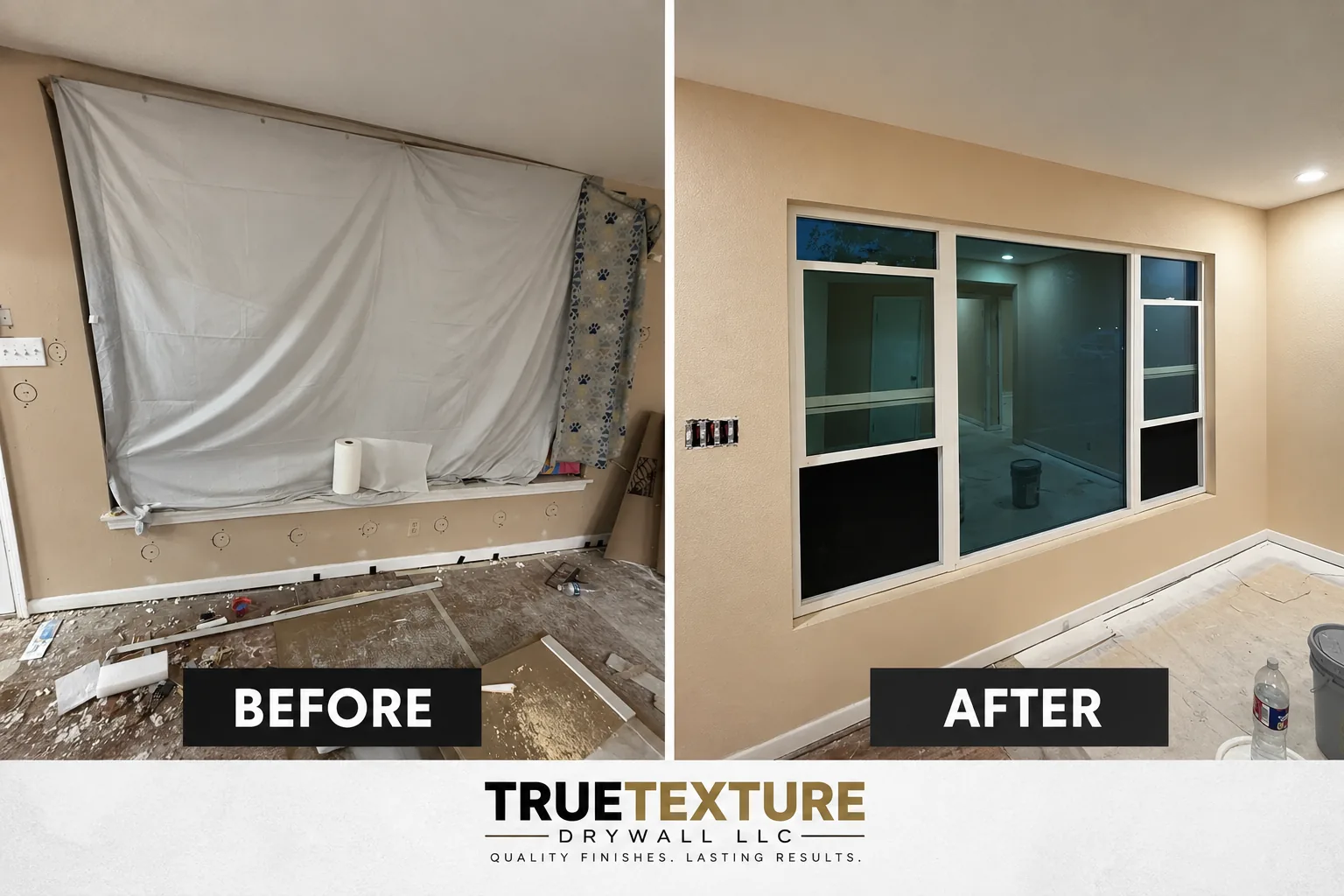 Window wall renovation before and after
